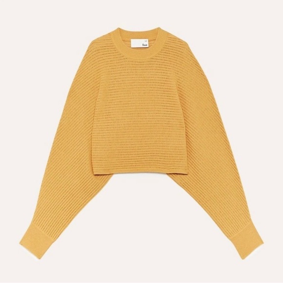 Aritzia Wilfred Free Lolan 100% Merino Wool Cairo Gold Cozy Casual Sweater XXS - Picture 4 of 14